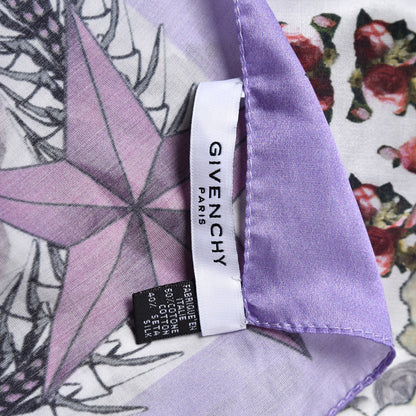 Givenchy Cotton Silk Paradise Flowers Scarf Purple 3 of 4