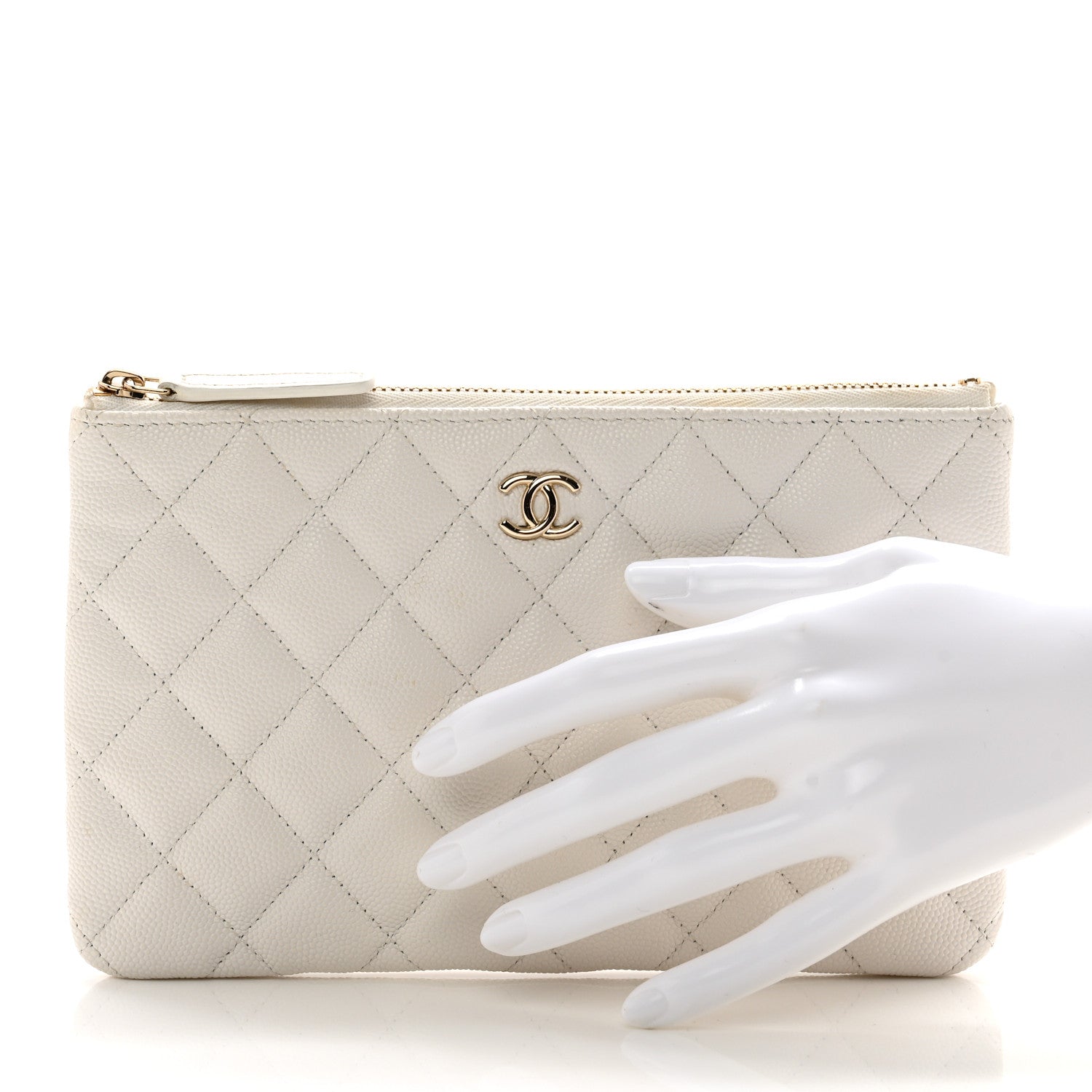 Chanel Caviar Quilted Cosmetic Case White 2 of 8