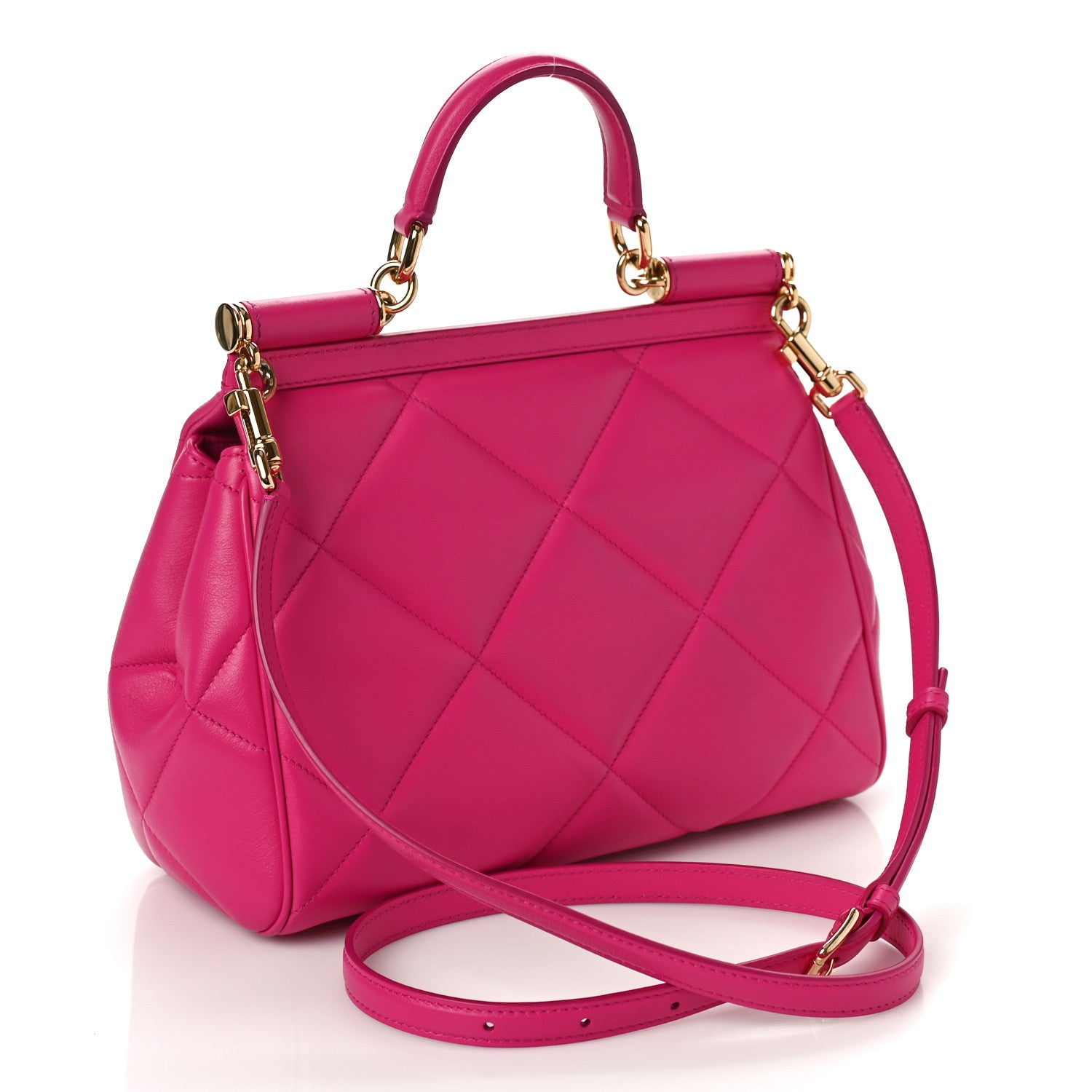 Dolce & Gabbana DOLCE & GABBANA Calfskin Quilted Small Miss Sicily Satchel Pink 3 of 8