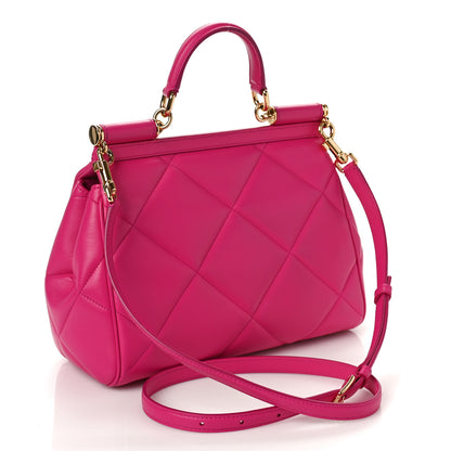 Dolce & Gabbana DOLCE & GABBANA Calfskin Quilted Small Miss Sicily Satchel Pink 3 of 8