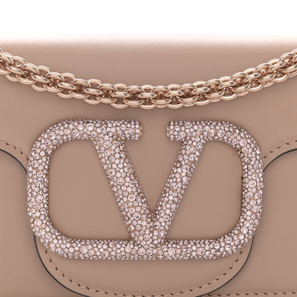 Valentino Garavani Calfskin Crystal Vlogo Small Loco Shoulder Bag Rose Cannelle 8 of 10