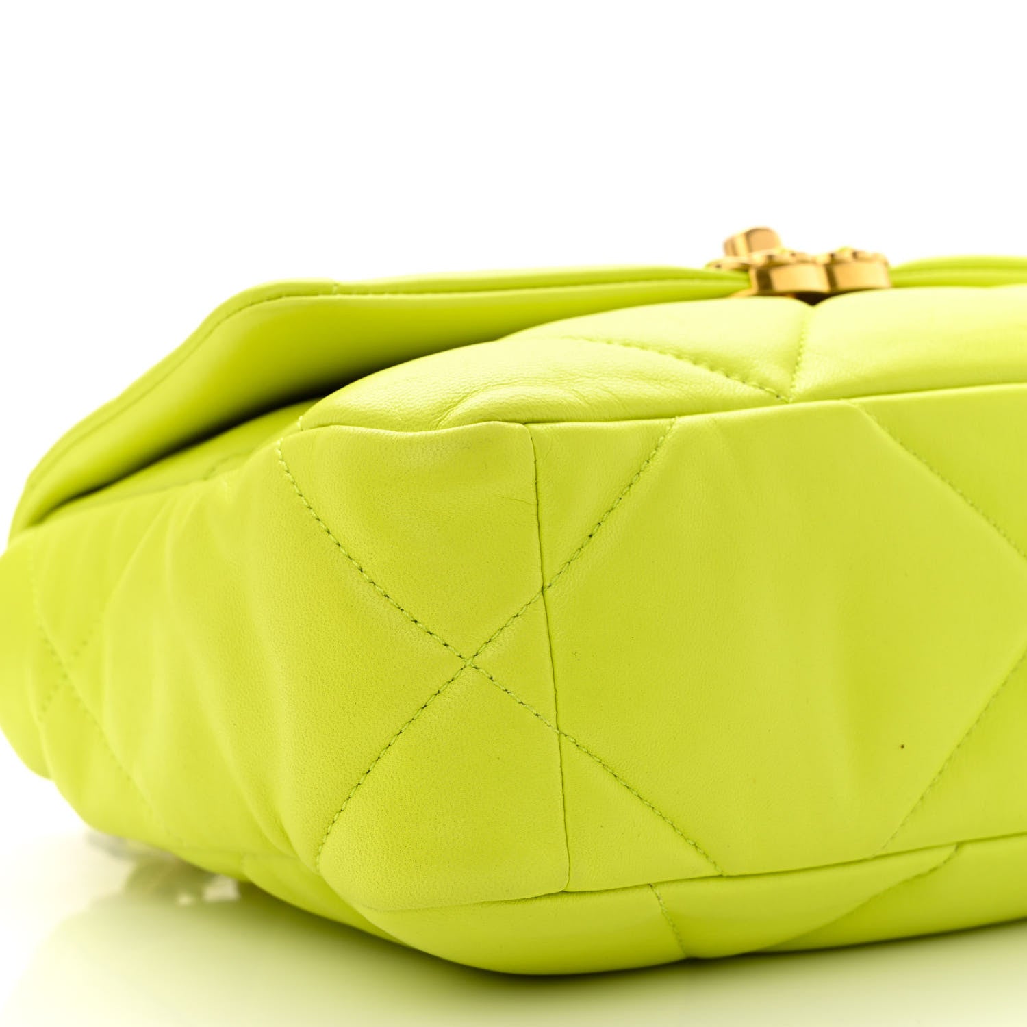 Chanel Shiny Lambskin Quilted Medium Chanel 19 Flap Neon Yellow 9 of 10