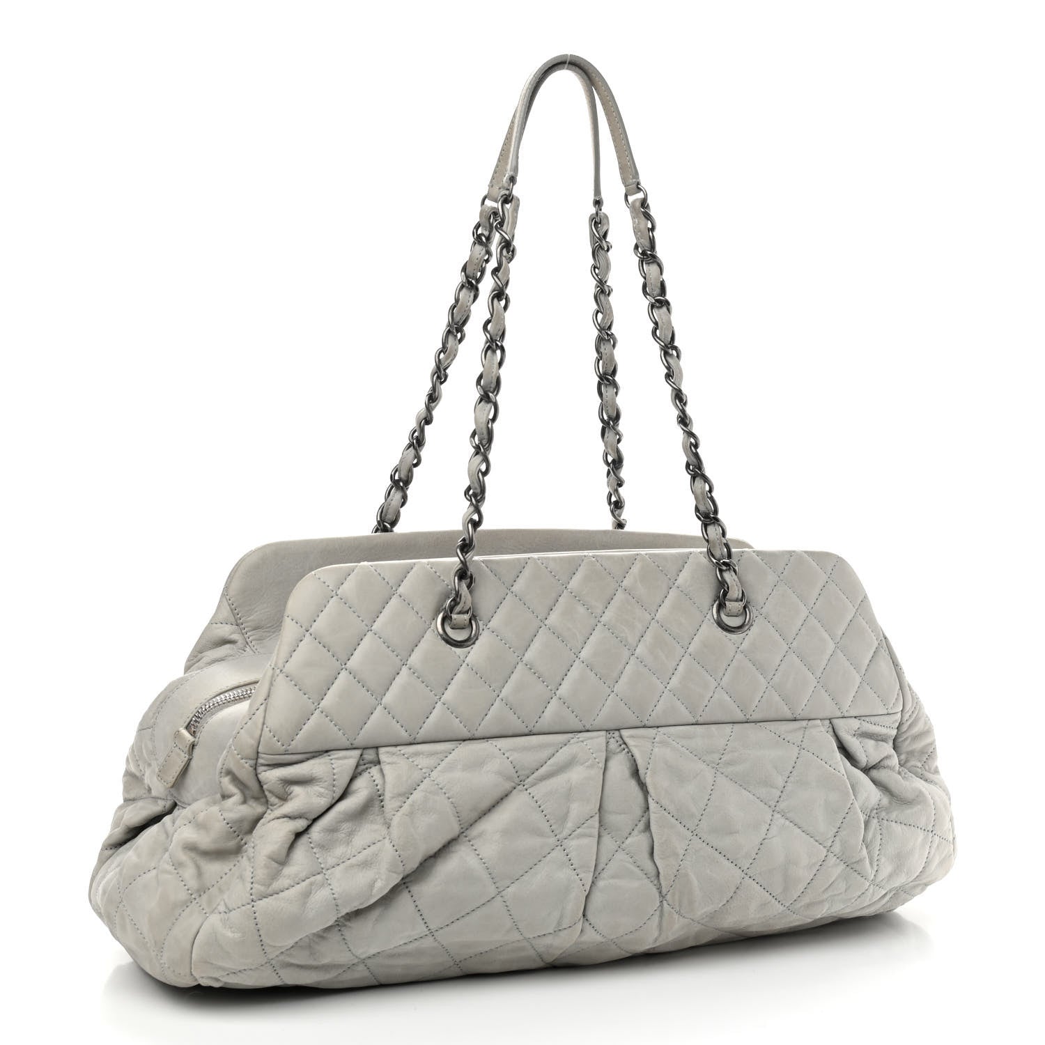 Chanel Iridescent Calfskin Chic Quilt Bowling Bag Grey 2 of 13