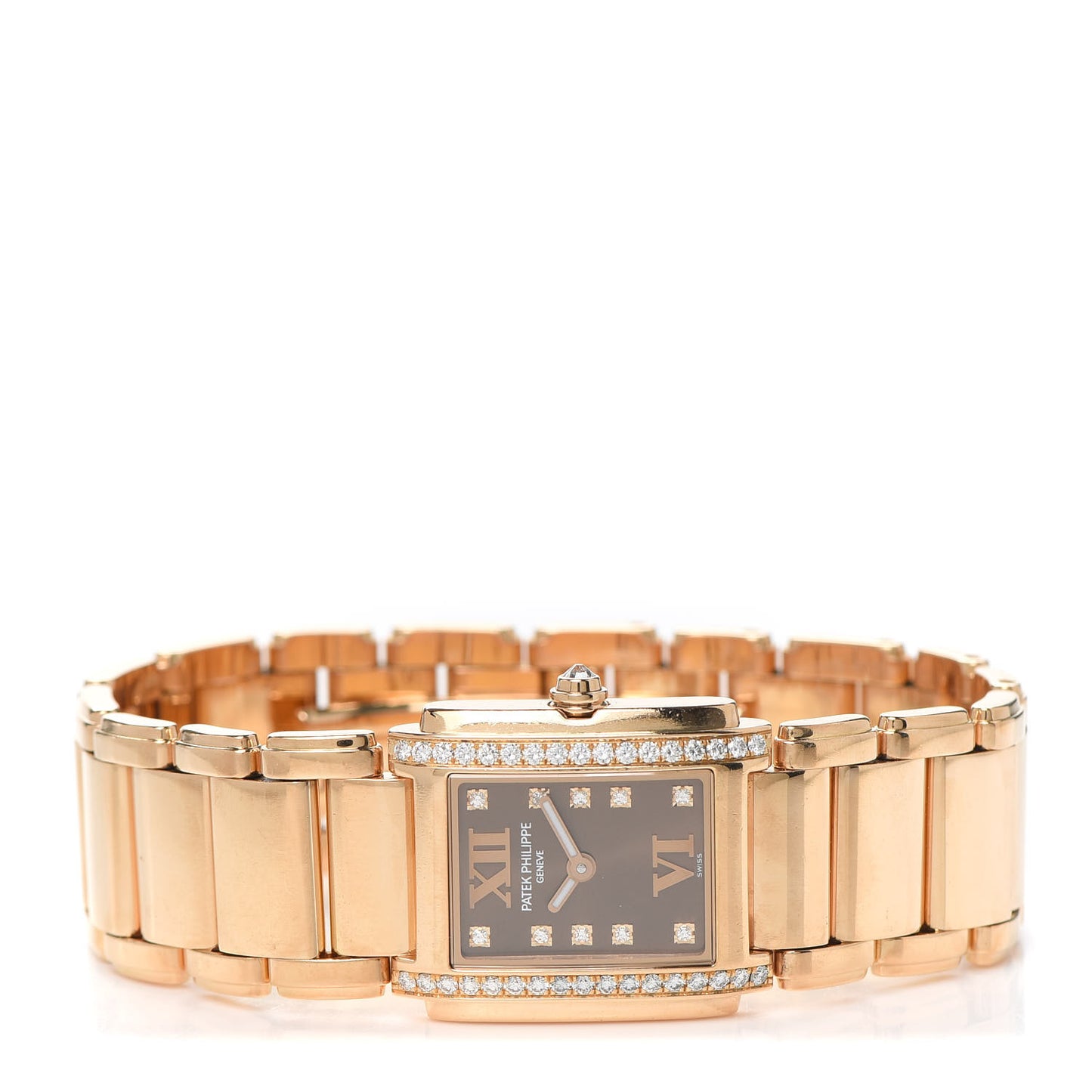 18K Rose Gold Diamond 25mm Twenty-4 Quartz Watch Chocolate 4908/11R-010