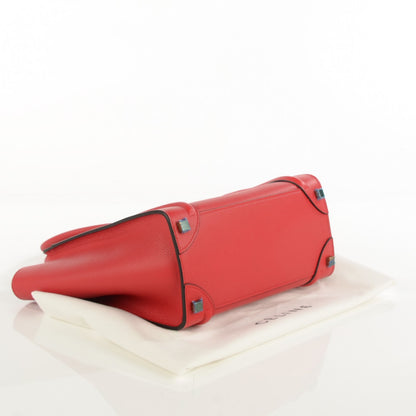Celine Drummed Calfskin Micro Luggage Coquelicot 4 of 9