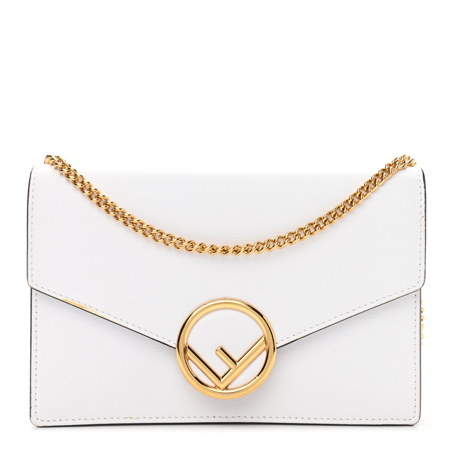 Fendi Vitello Cruise F is Fendi Medium Envelope Wallet on Chain Optical White 1 of 12