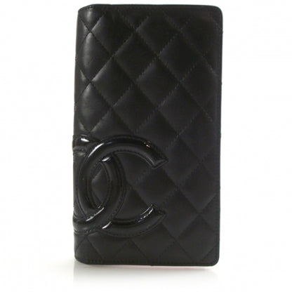 Chanel Calfskin Quilted Cambon Yen Wallet Black White 1 of 8