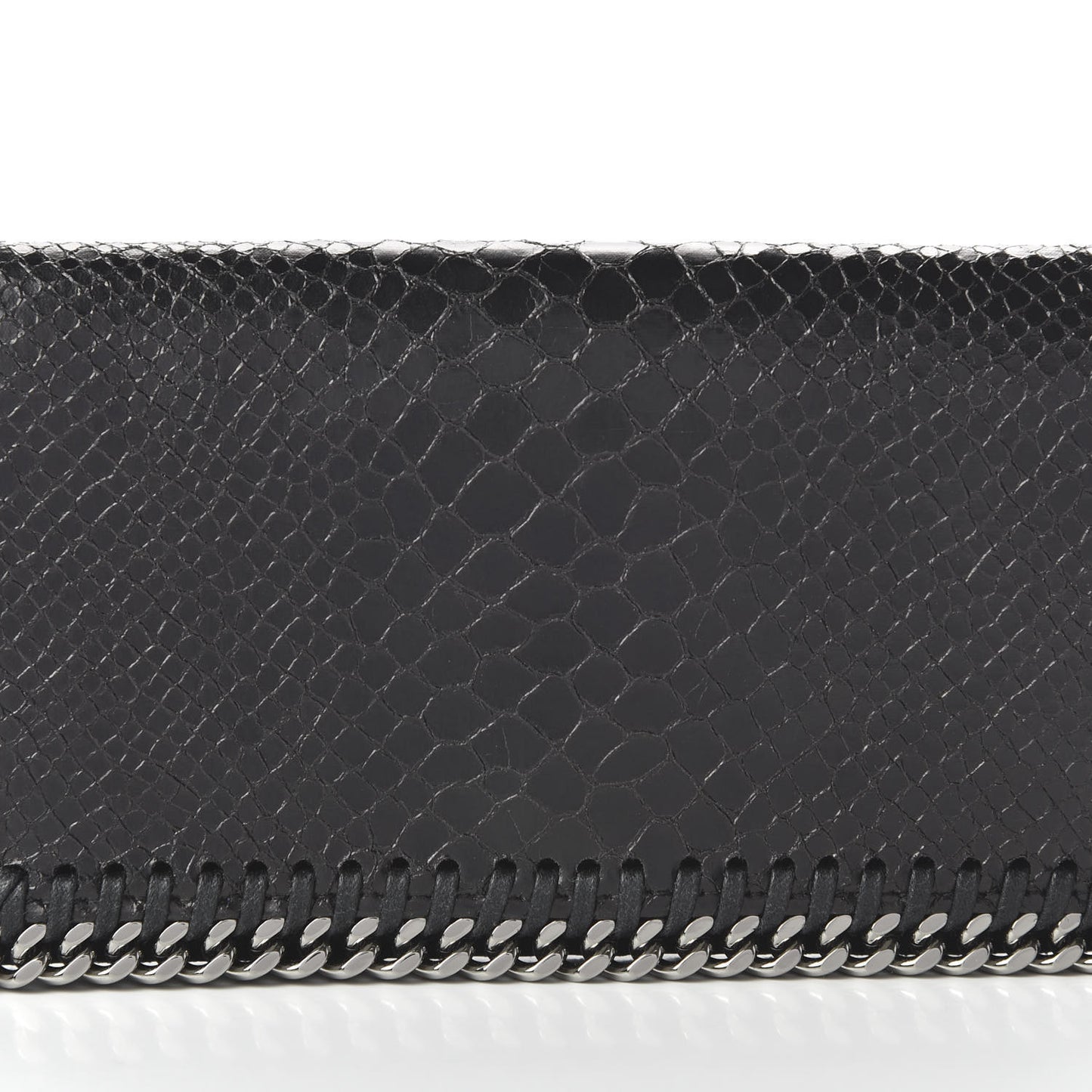 Embossed Crocodile Effect Falabella Flap Wallet Black