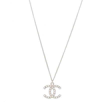 Chanel Baguette Crystal CC Necklace Silver 1 of 6