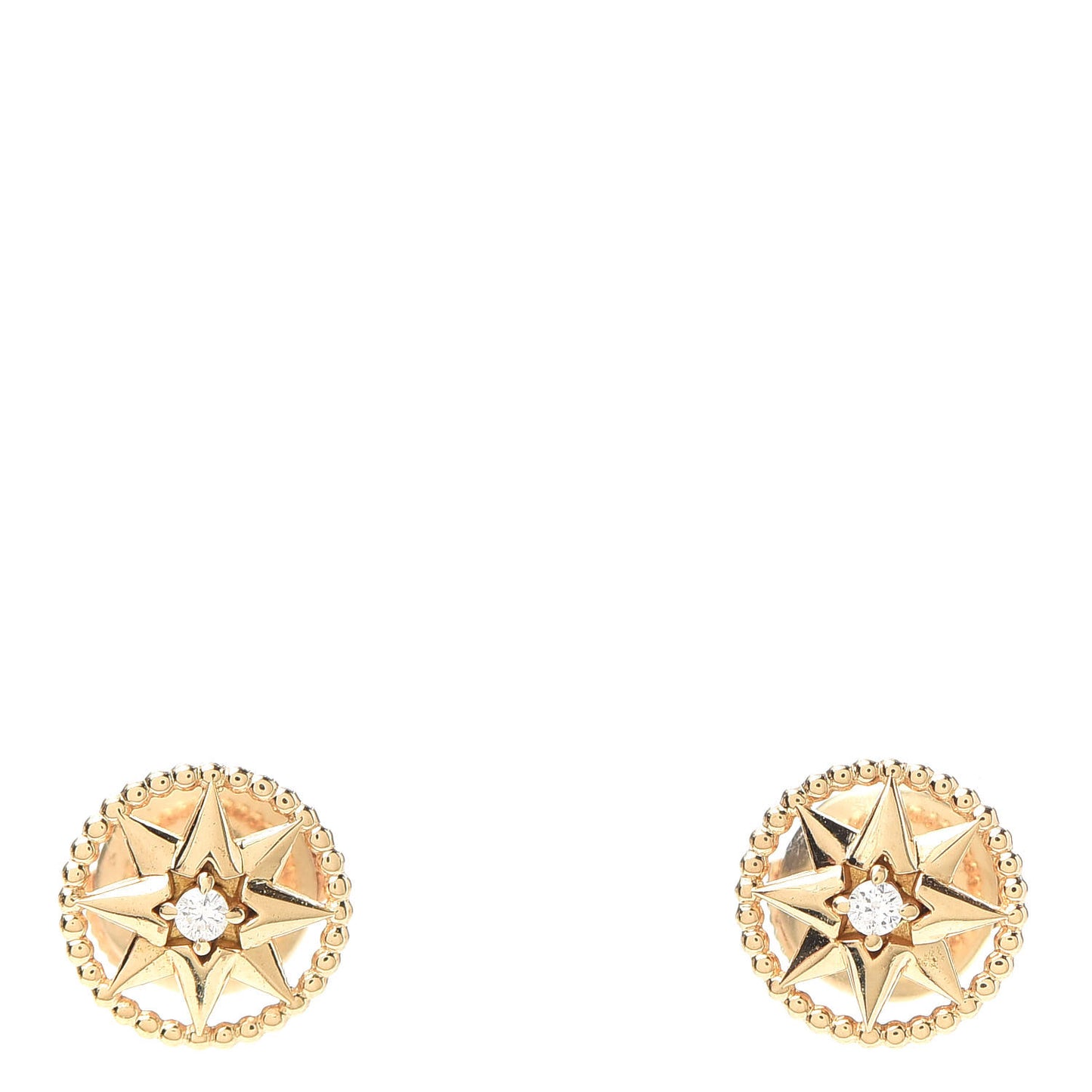 18K Yellow Gold Diamond XS Rose Des Vents Earrings