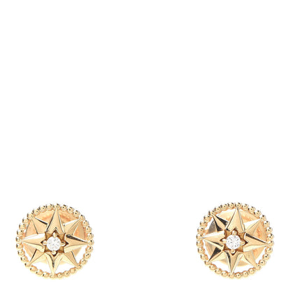Christian Dior 18K Yellow Gold Diamond XS Rose Des Vents Earrings 1 of 5