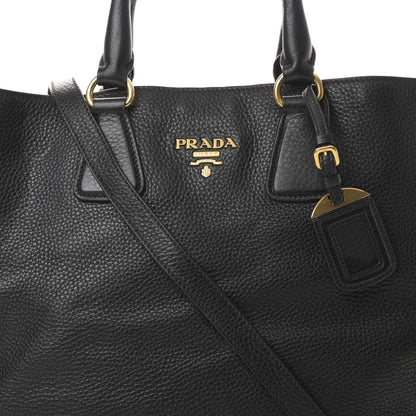 Prada Vitello Daino Side Zip Tote Black 9 of 12