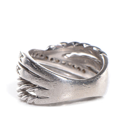 David Yurman Sterling Silver Pave Diamond 11mm Crossover Cable Ring 6.5 3 of 5