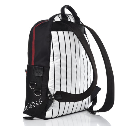 Dolce & Gabbana Nylon Striped Royal King Vulcano Backpack White Black 3 of 6