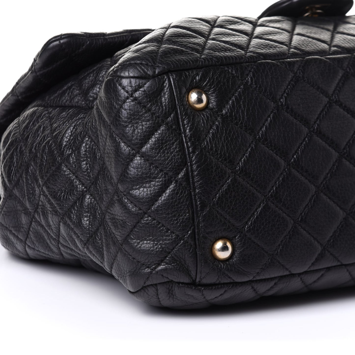 Calfskin Quilted XXL Travel Flap Bag Black