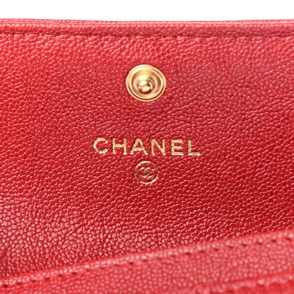 Chanel Caviar Quilted Boy Flap Card Holder Wallet Red 6 of 8