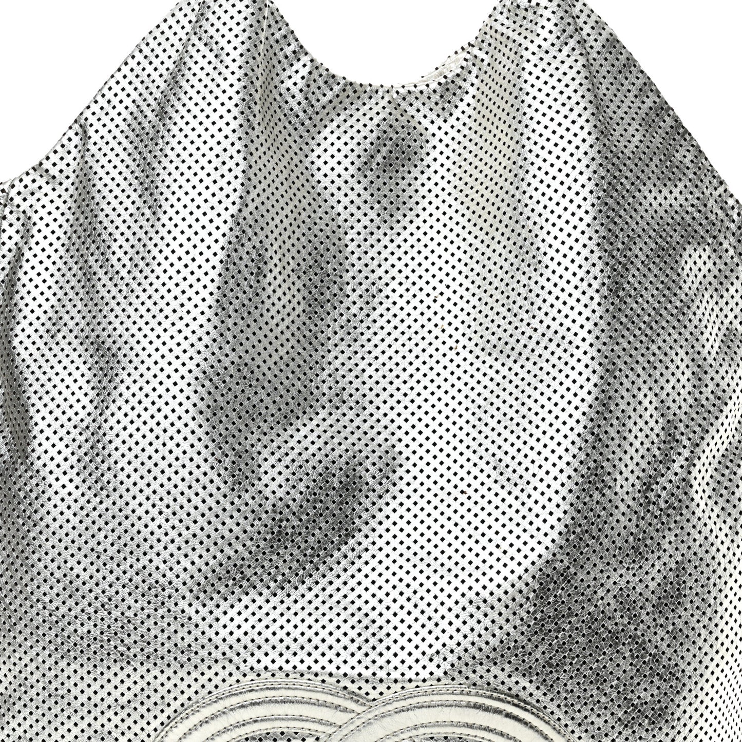 Metallic Glazed Calfskin Perforated Large Rodeo Drive Tote Silver
