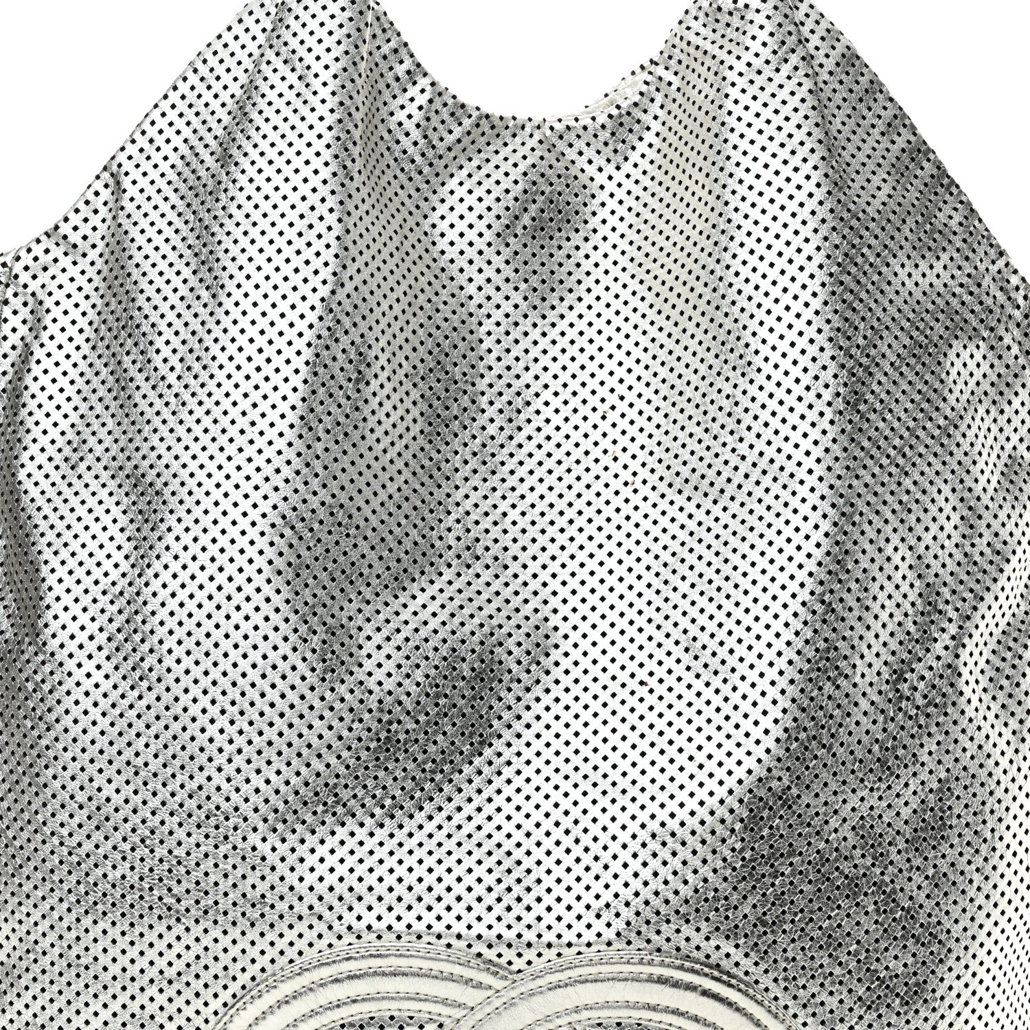 Chanel Metallic Glazed Calfskin Perforated Large Rodeo Drive Tote Silver 8 of 10