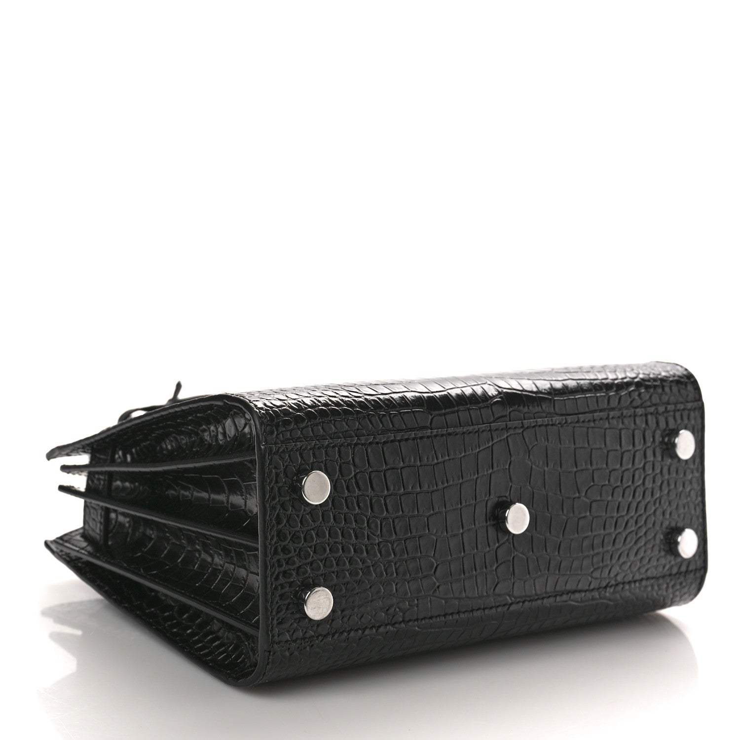 Saint Laurent Calfskin Crocodile Embossed Nano Sac De Jour Black 4 of 11