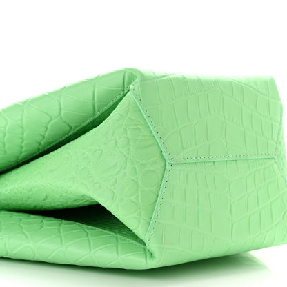 Bottega Veneta Calfskin Crocodile Embossed Ring Top Handle Tote Bag Green 9 of 10