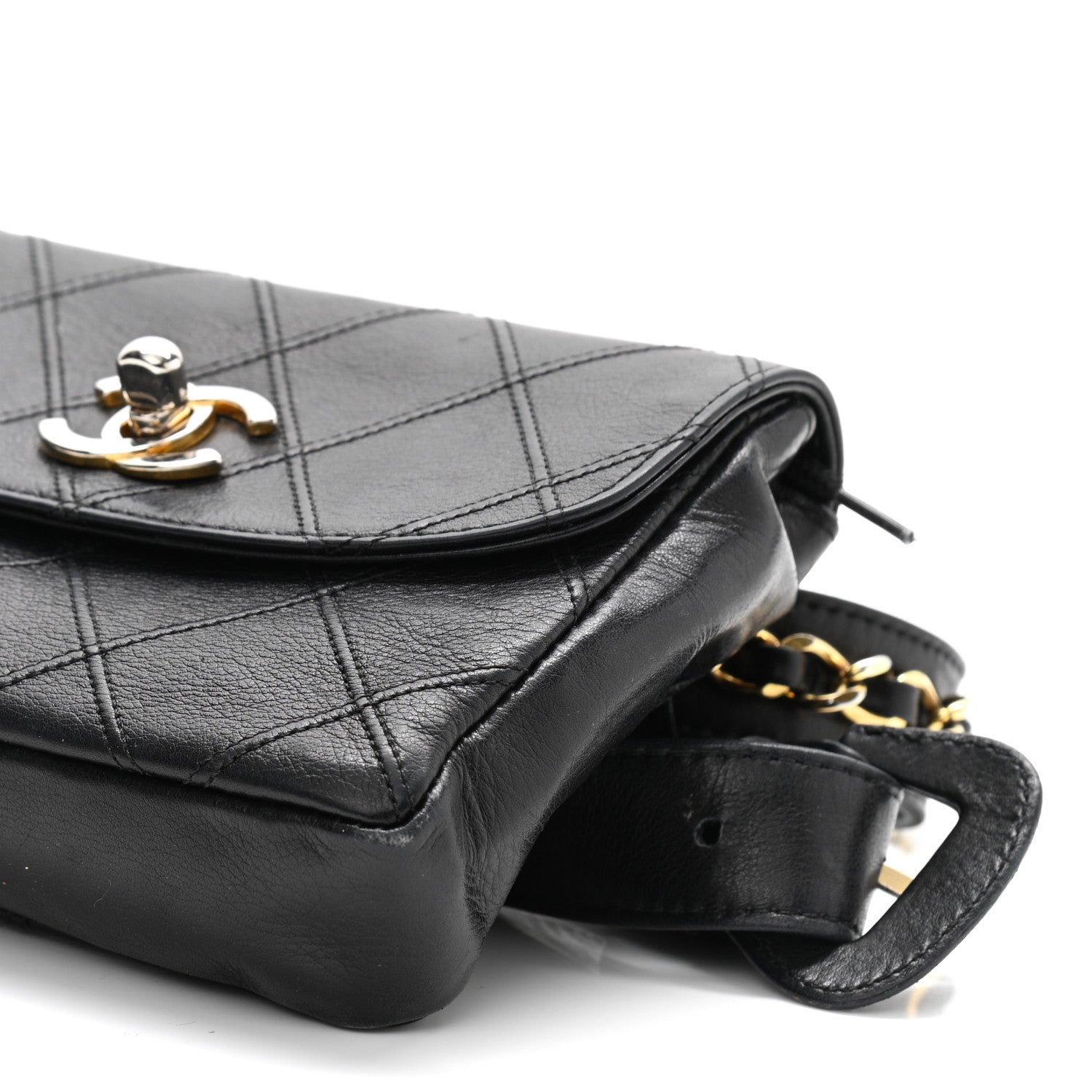 Chanel Lambskin Diamond Stitched Flap Waist Belt Bag 75 30 Black 11 of 15