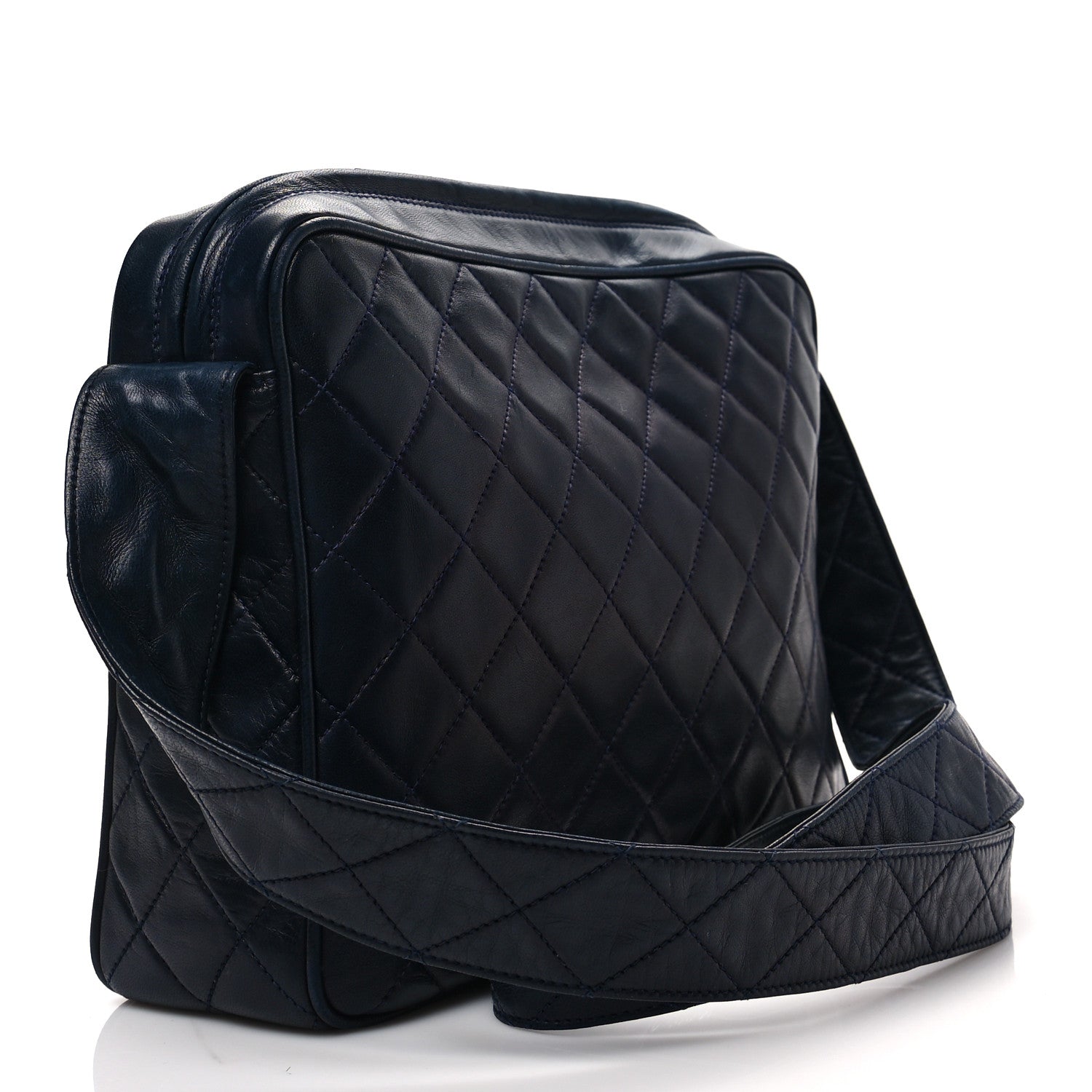 Chanel Lambskin Quilted CC Tassel Camera Case Navy 2 of 8