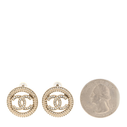 Chanel Crystal CC Vendome Round Earrings Gold 2 of 4