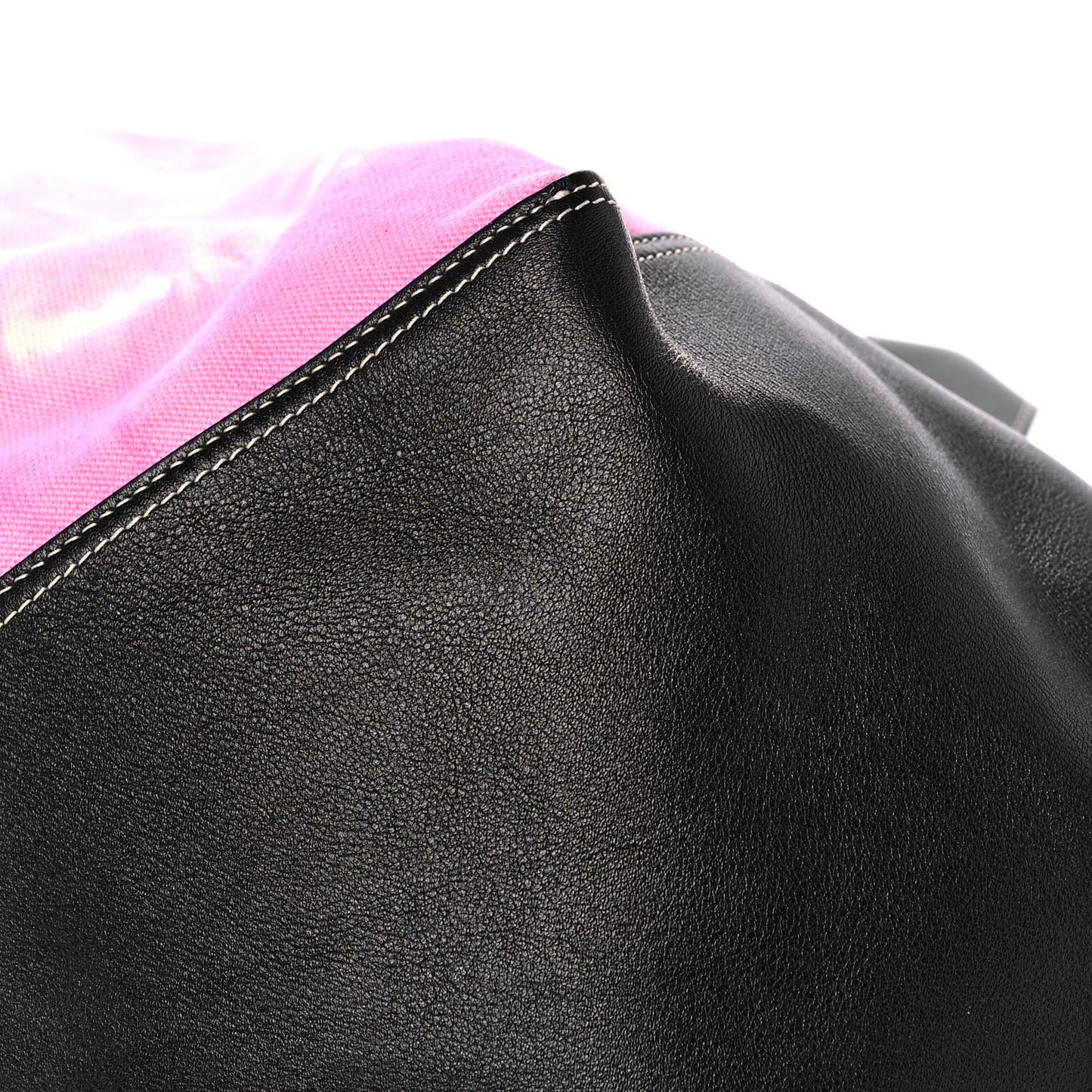 Canvas Smooth Calfskin Frame Tote Black Pink White