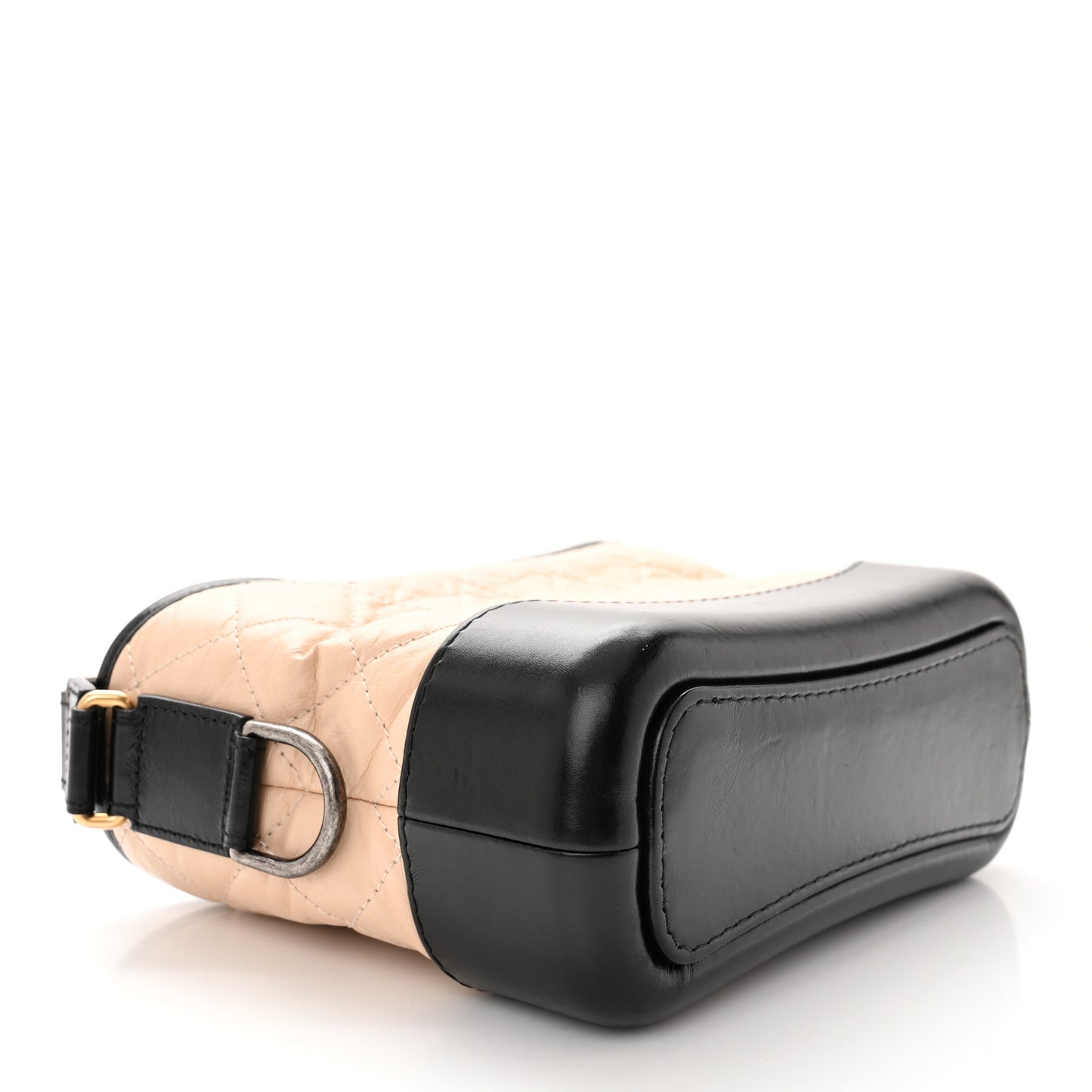 Aged Calfskin Quilted Small Gabrielle Hobo Beige Black