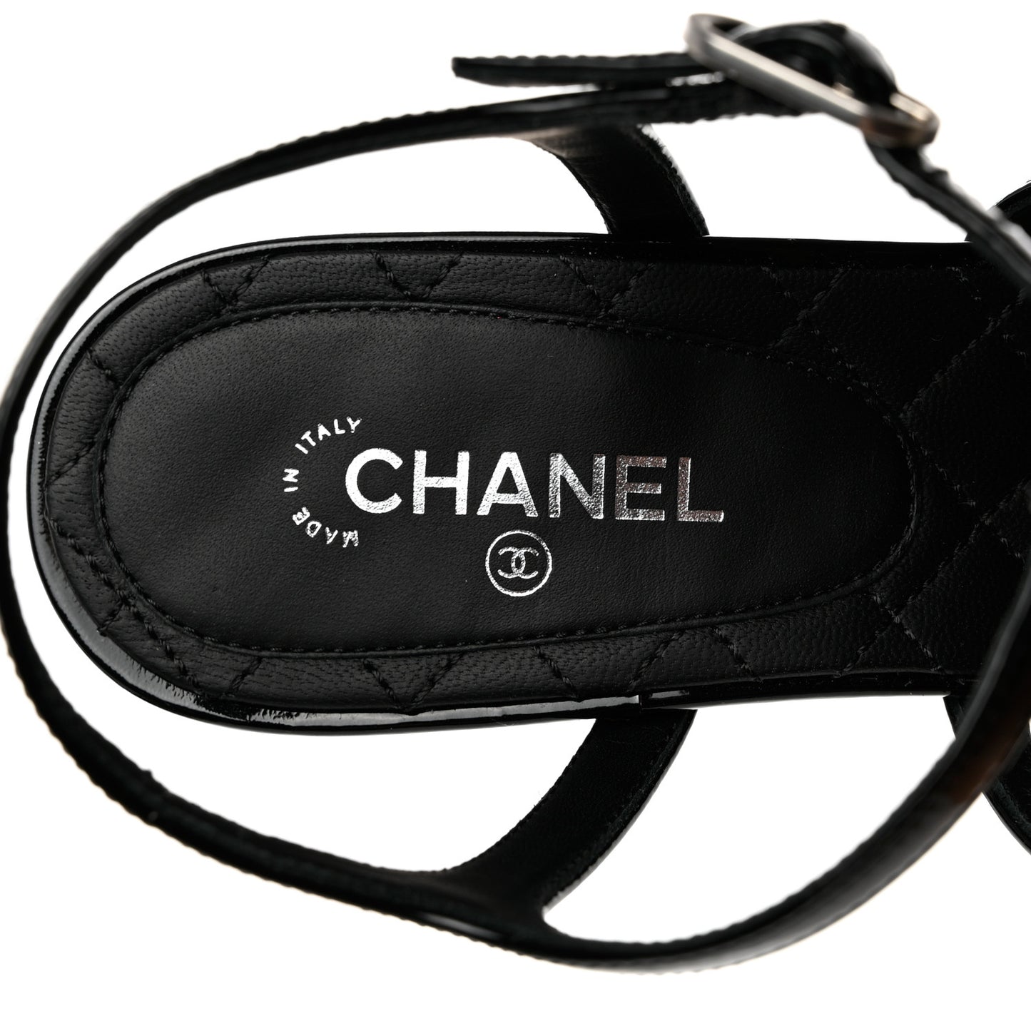 Patent CC Logo Thong Sandals 37 Black