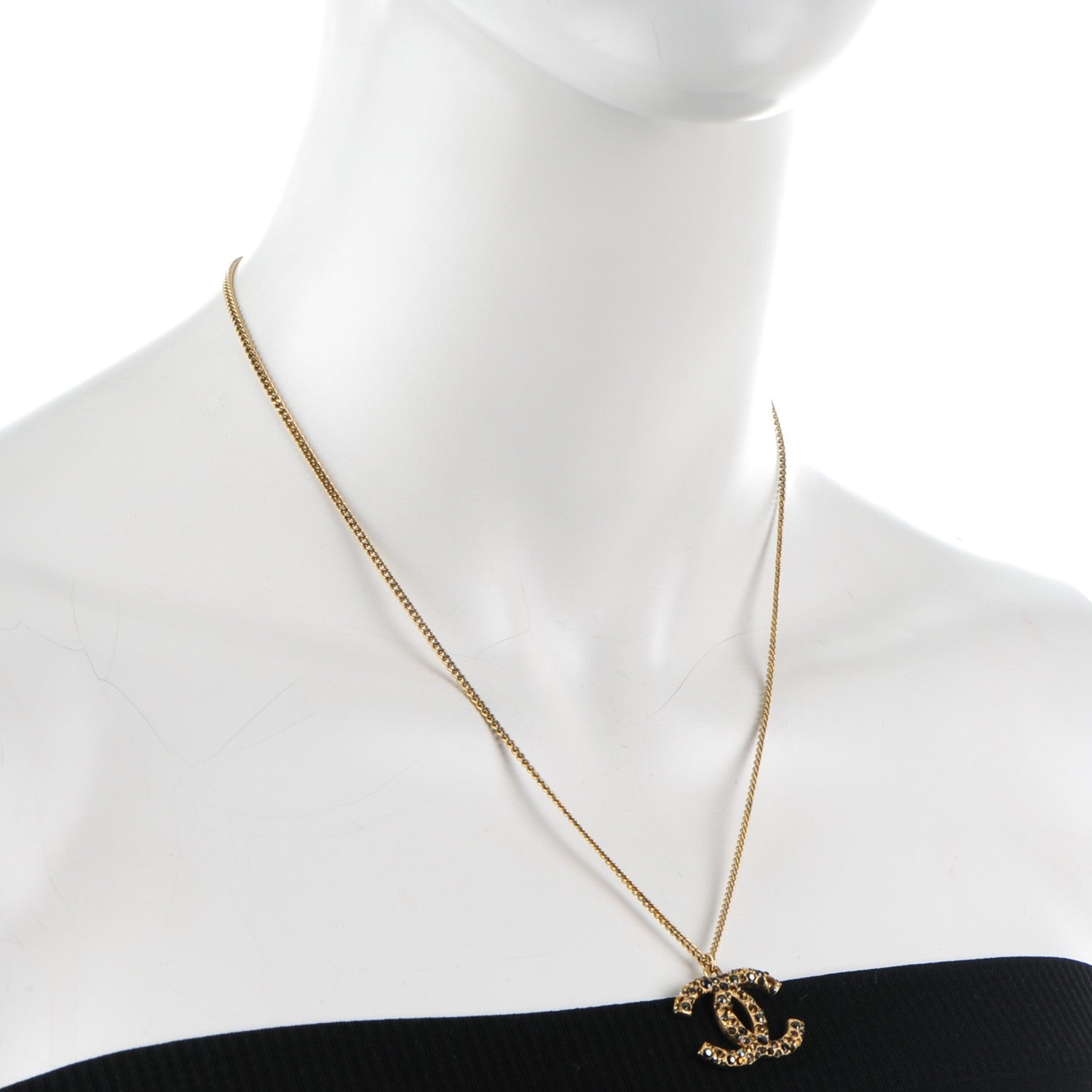 Chanel Crystal CC Necklace Gold 2 of 6
