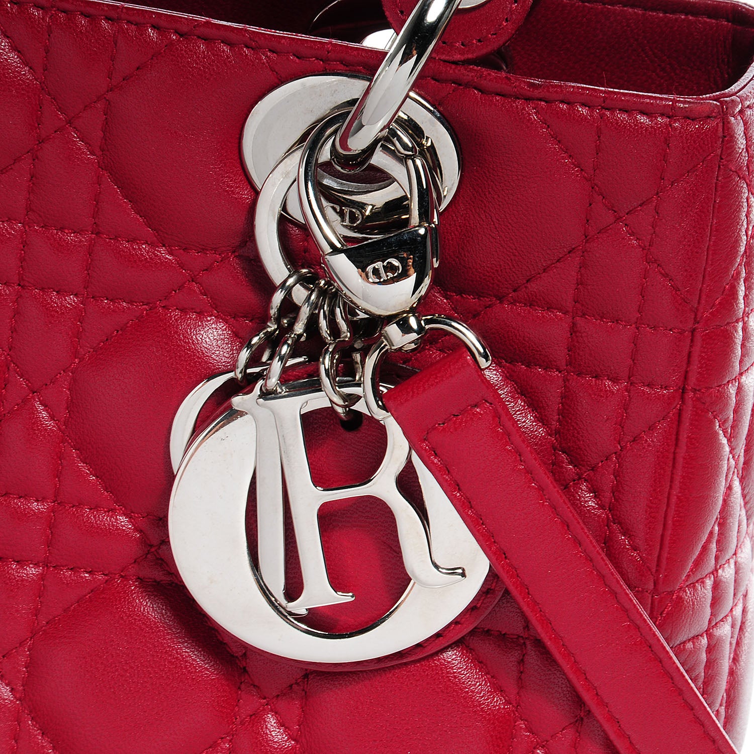 Christian Dior Lambskin Cannage Medium Lady Dior Cranberry 5 of 9