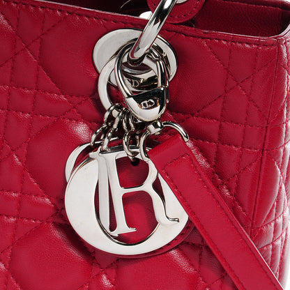 Christian Dior Lambskin Cannage Medium Lady Dior Cranberry 5 of 9