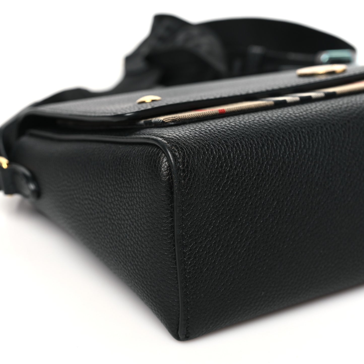 Coated Canvas Calfskin Vintage Check Medium Note Crossbody Bag Black
