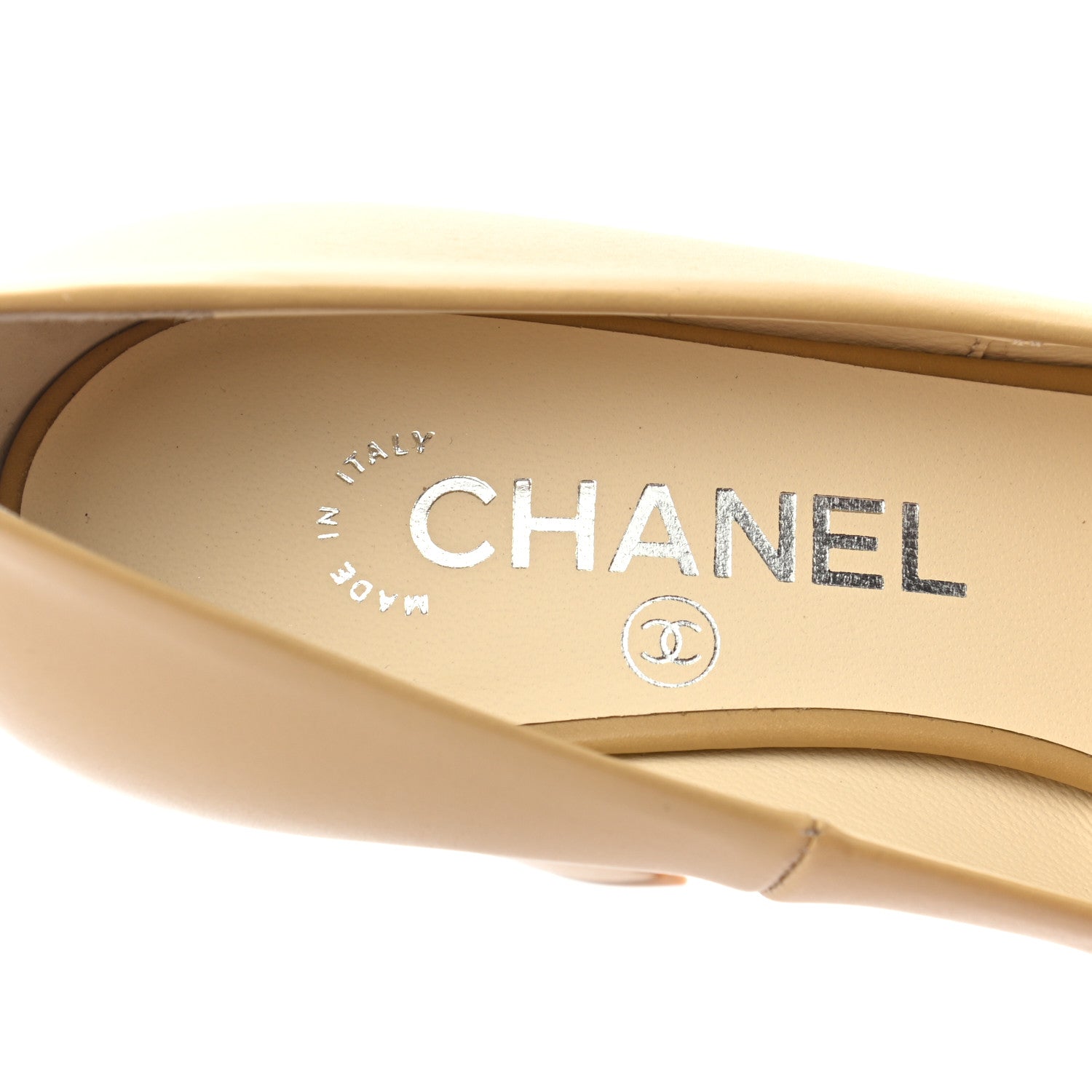 Chanel Calfskin Peep Toe CC Pumps 37 Beige 6 of 9