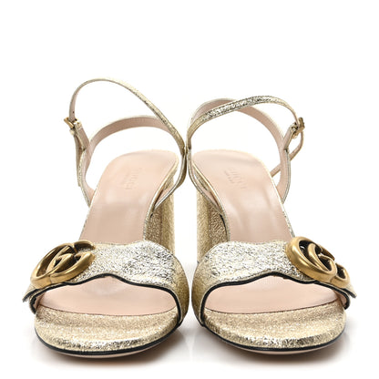 Gucci Galassia GG Marmont Ankle Wrap 75mm Sandals 37 Platino 3 of 9