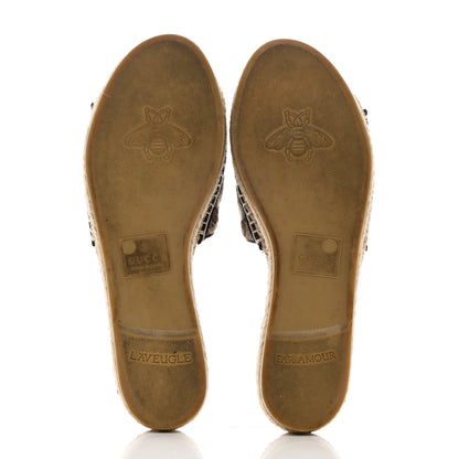 Gucci Monogram Matelasse GG Marmont Espadrille 20mm Slide Sandals 40.5 Beige Ebony Black 5 of 10