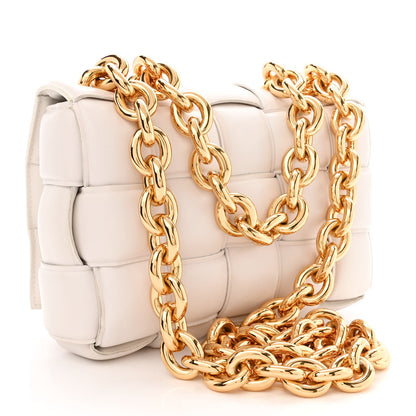 Bottega Veneta Lambskin Maxi Intreccio Padded Chain Cassette Crossbody Bag White 3 of 11
