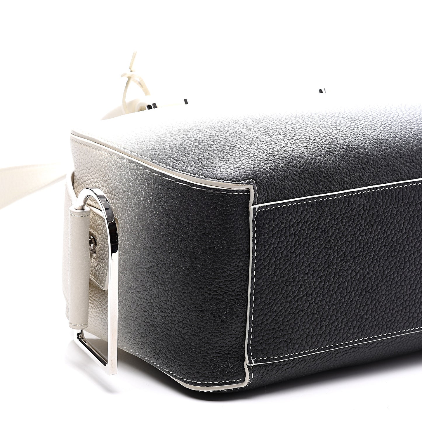 Grained Bullskin Cool Box MM Satchel Ivory Black