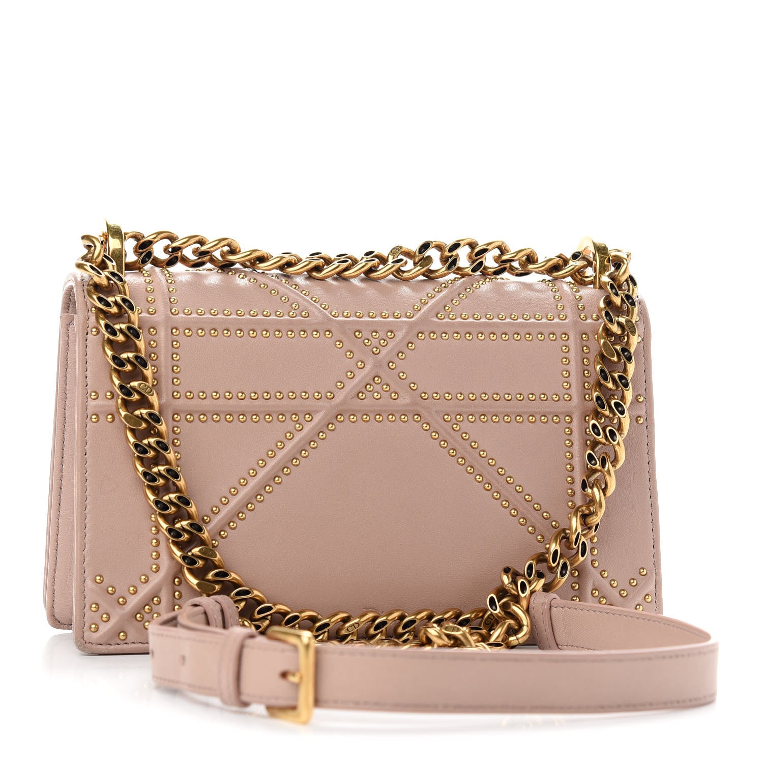 Christian Dior Lambskin Studded Medium Diorama Flap Bag Nude 3 of 9