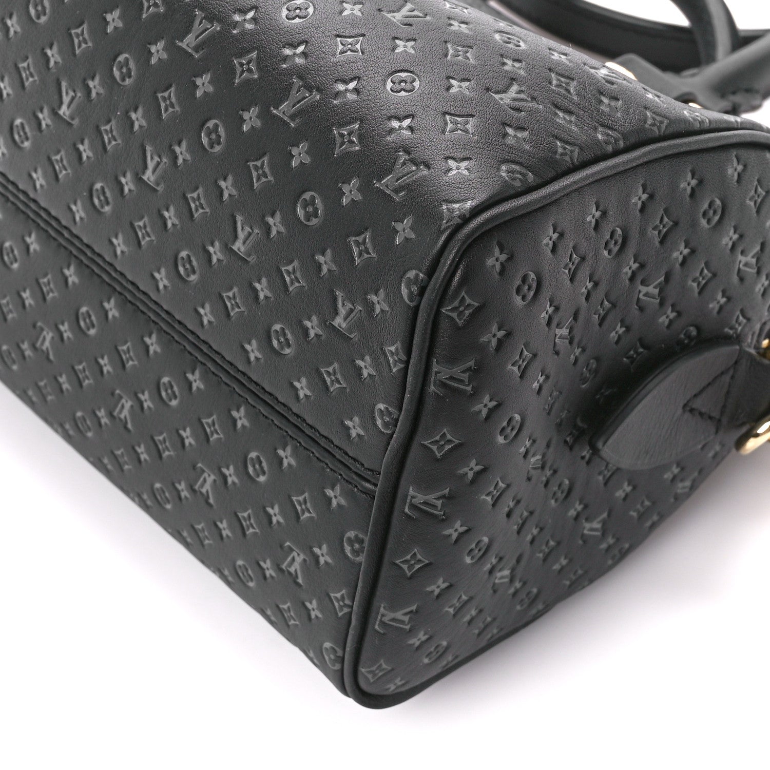 Louis Vuitton Calfskin Nanogram Embossed Speedy 20 Black 9 of 9