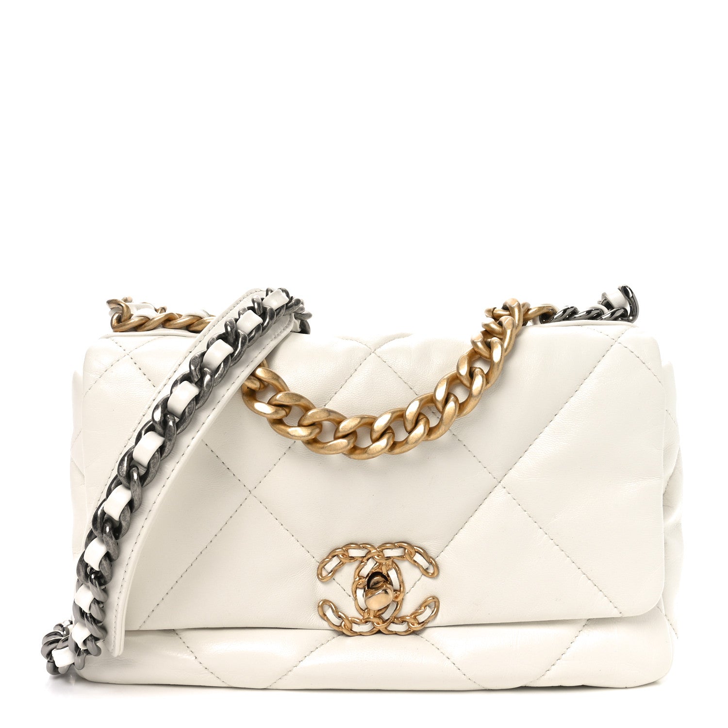 Chanel Lambskin Quilted Medium Chanel 19 Flap White 1 of 10
