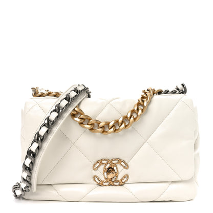 Chanel Lambskin Quilted Medium Chanel 19 Flap White 1 of 10
