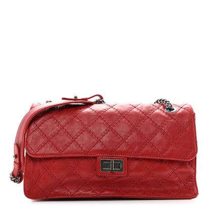 Chanel Aged Calfskin Embossed Logo Quilted 2.55 Reissue 227 Flap Red 1 of 10