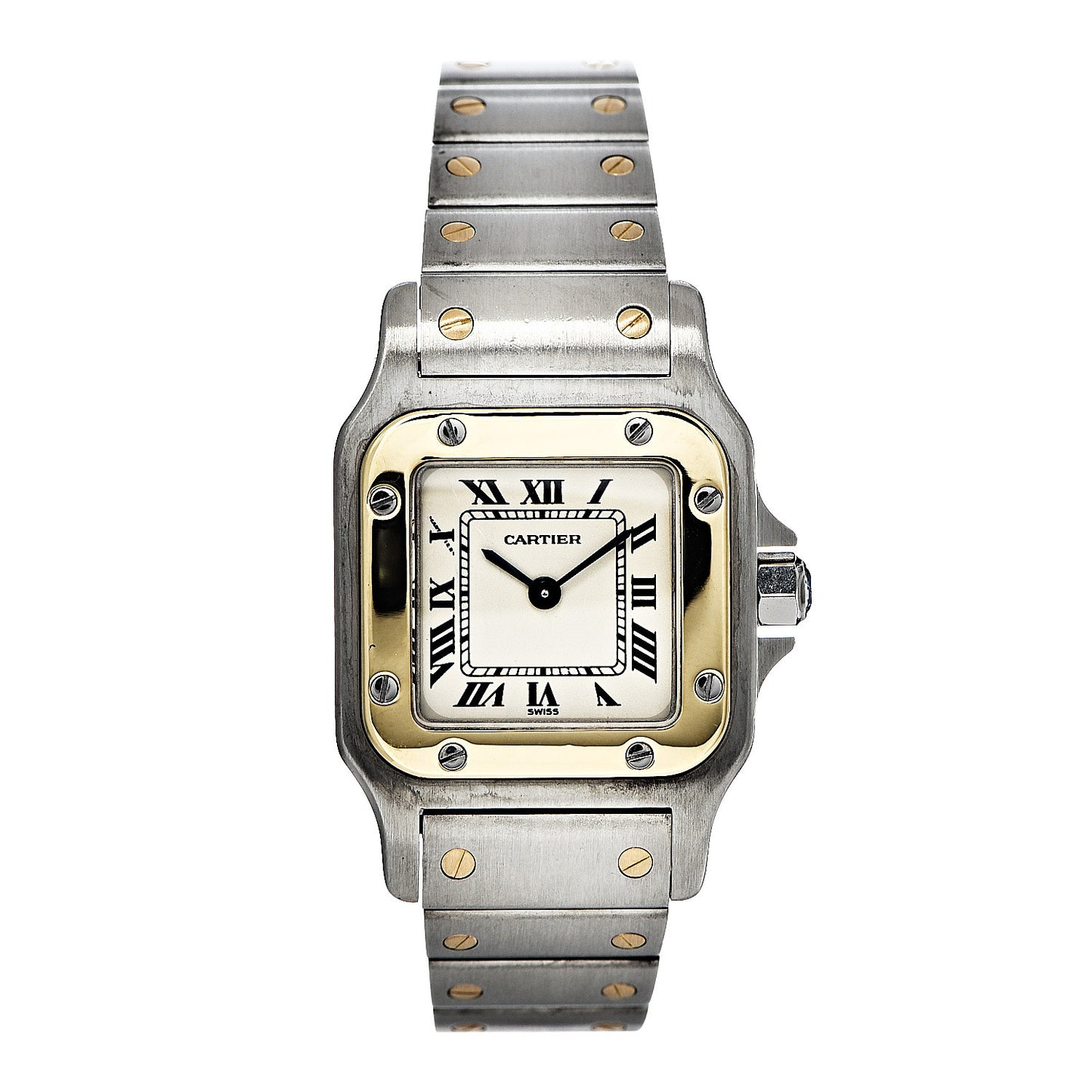 Stainless Steel 18K Yellow Gold 24mm Santos De Cartier Galbee Quartz Watch