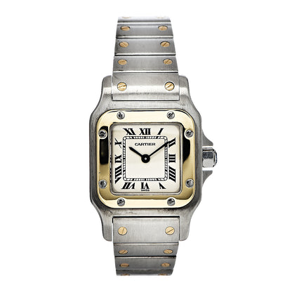 Cartier Stainless Steel 18K Yellow Gold 24mm Santos De Cartier Galbee Quartz Watch 1 of 8