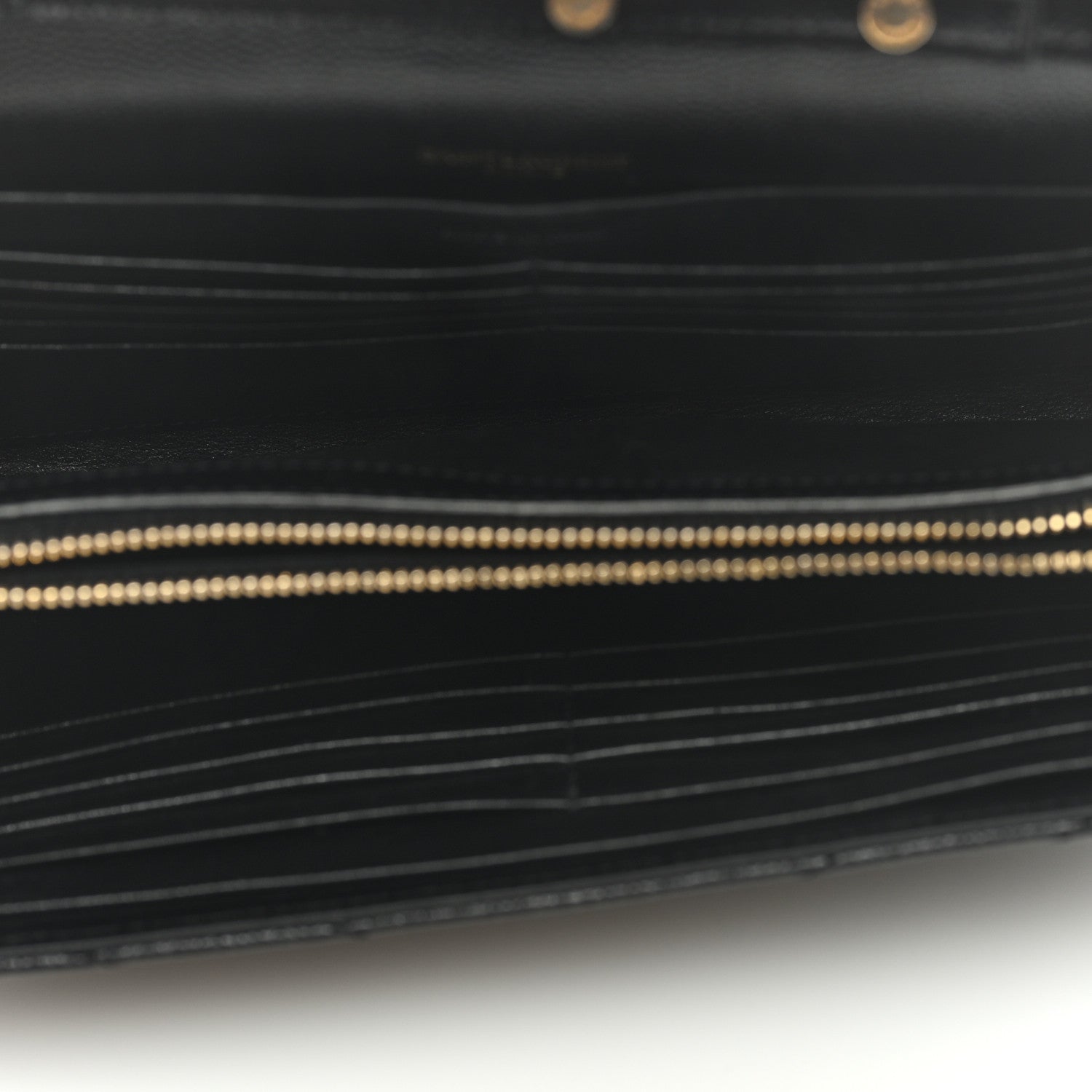 Saint Laurent Grain De Poudre Matelasse Chevron Monogram Chain Wallet Black 5 of 8