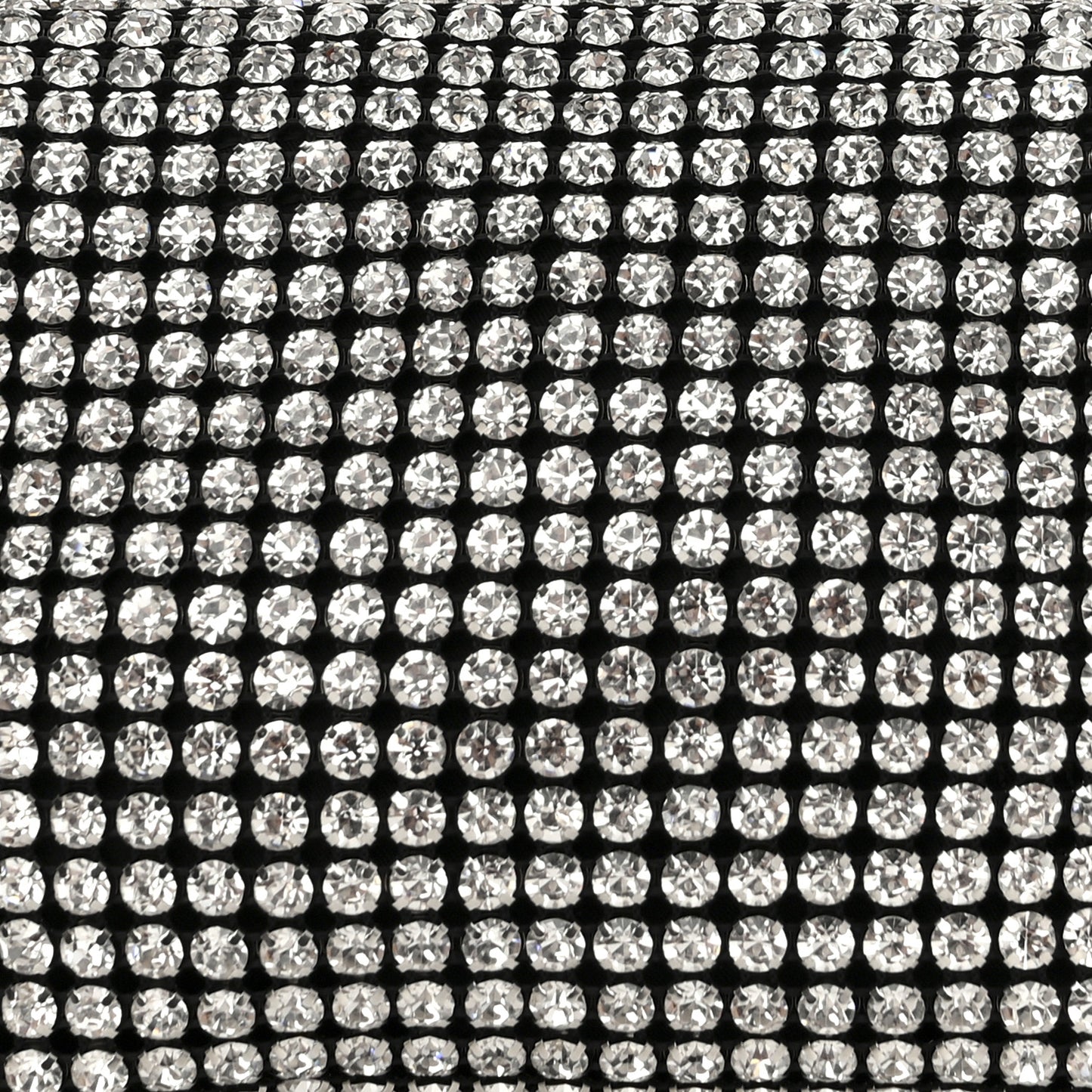 Mesh Crystal Rhinestone Mini Heiress Pouch Black Silver