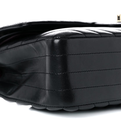 Chanel Calfskin Chevron Quilted Medium Double Flap Black 8 of 15