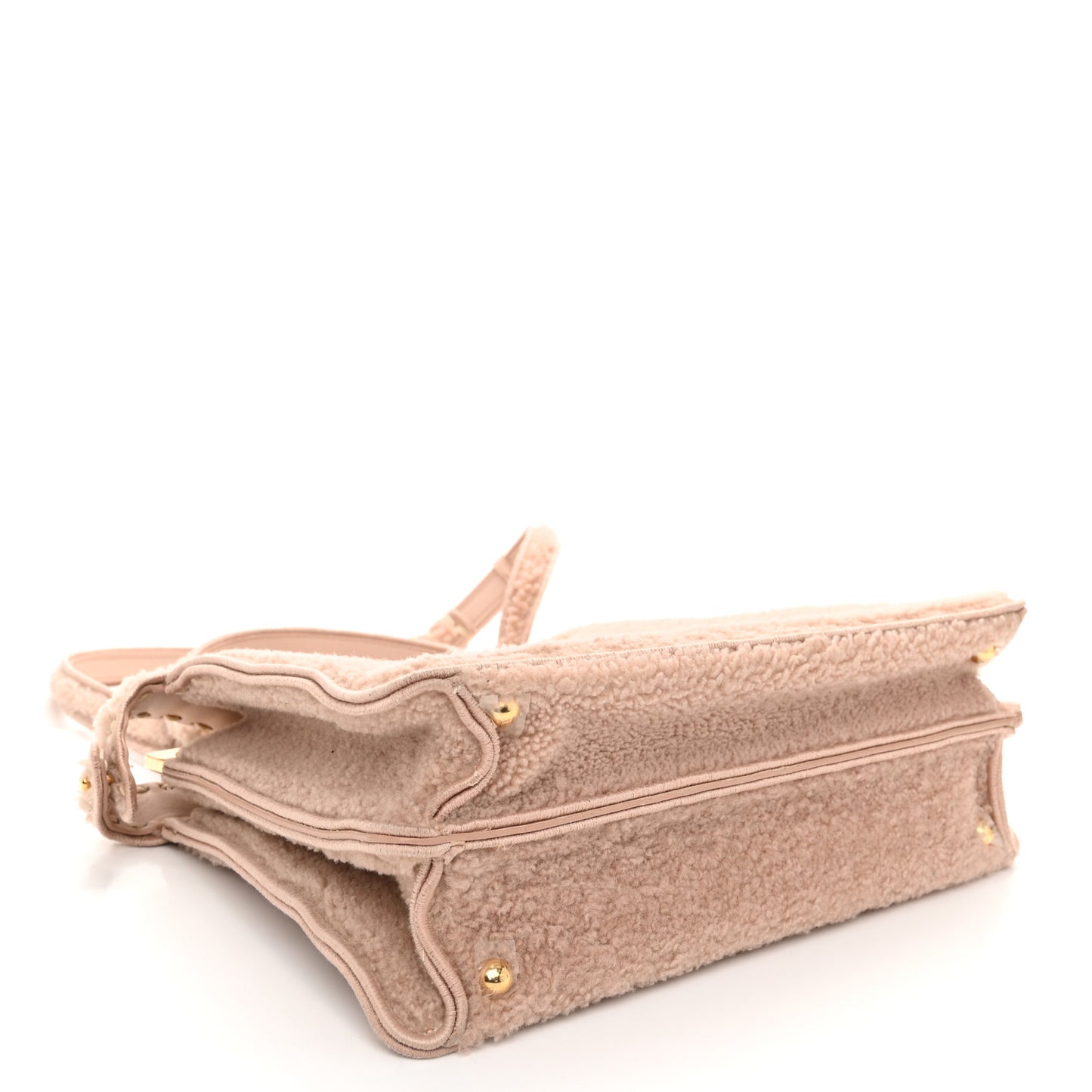 Curly Shearling Shiny Nappa Medium Peekaboo I SEE U Satchel Rosa Plaster